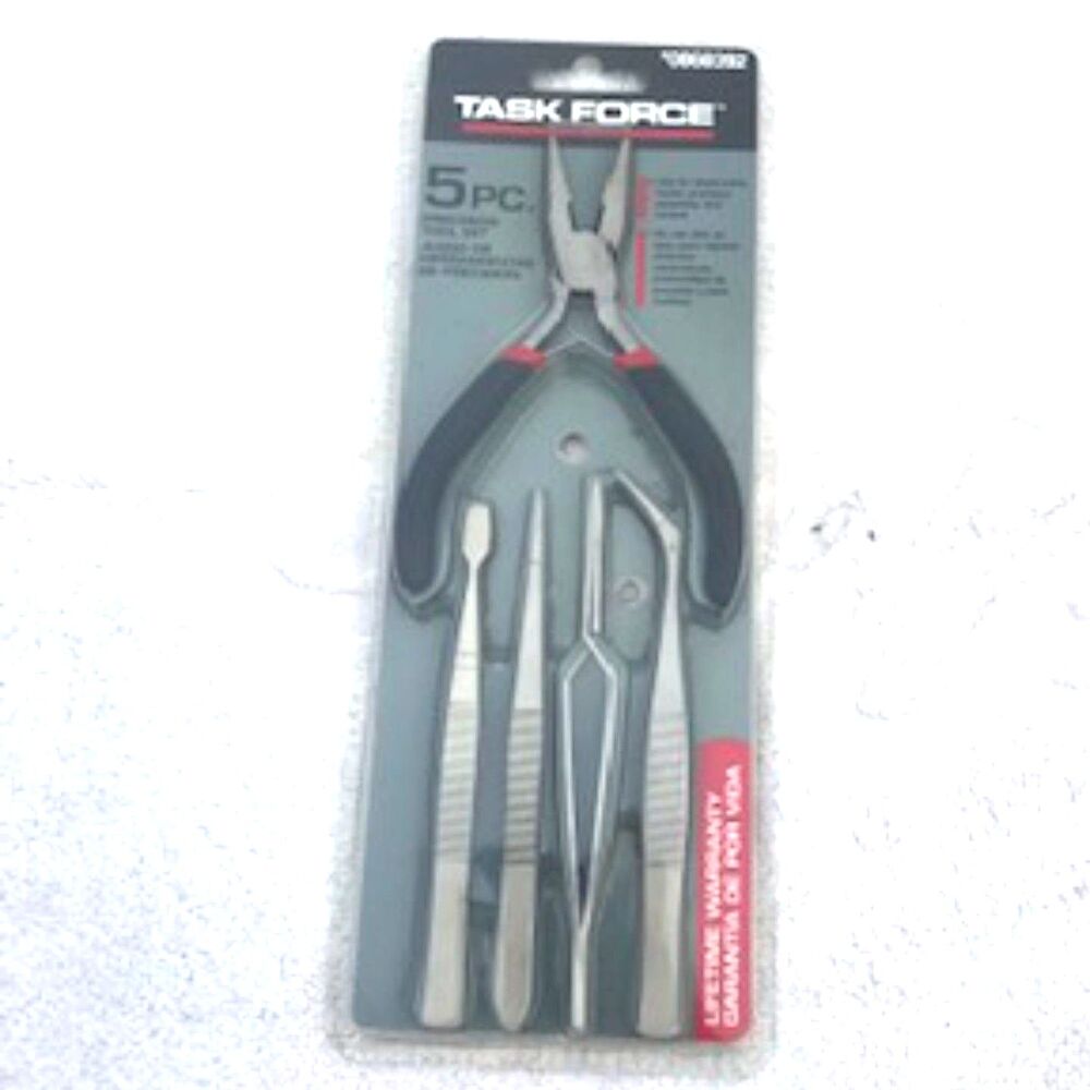 Tool Set . 5 Pc Needle Nose Pliers & Tweezers Precision Tool Set . Task Force